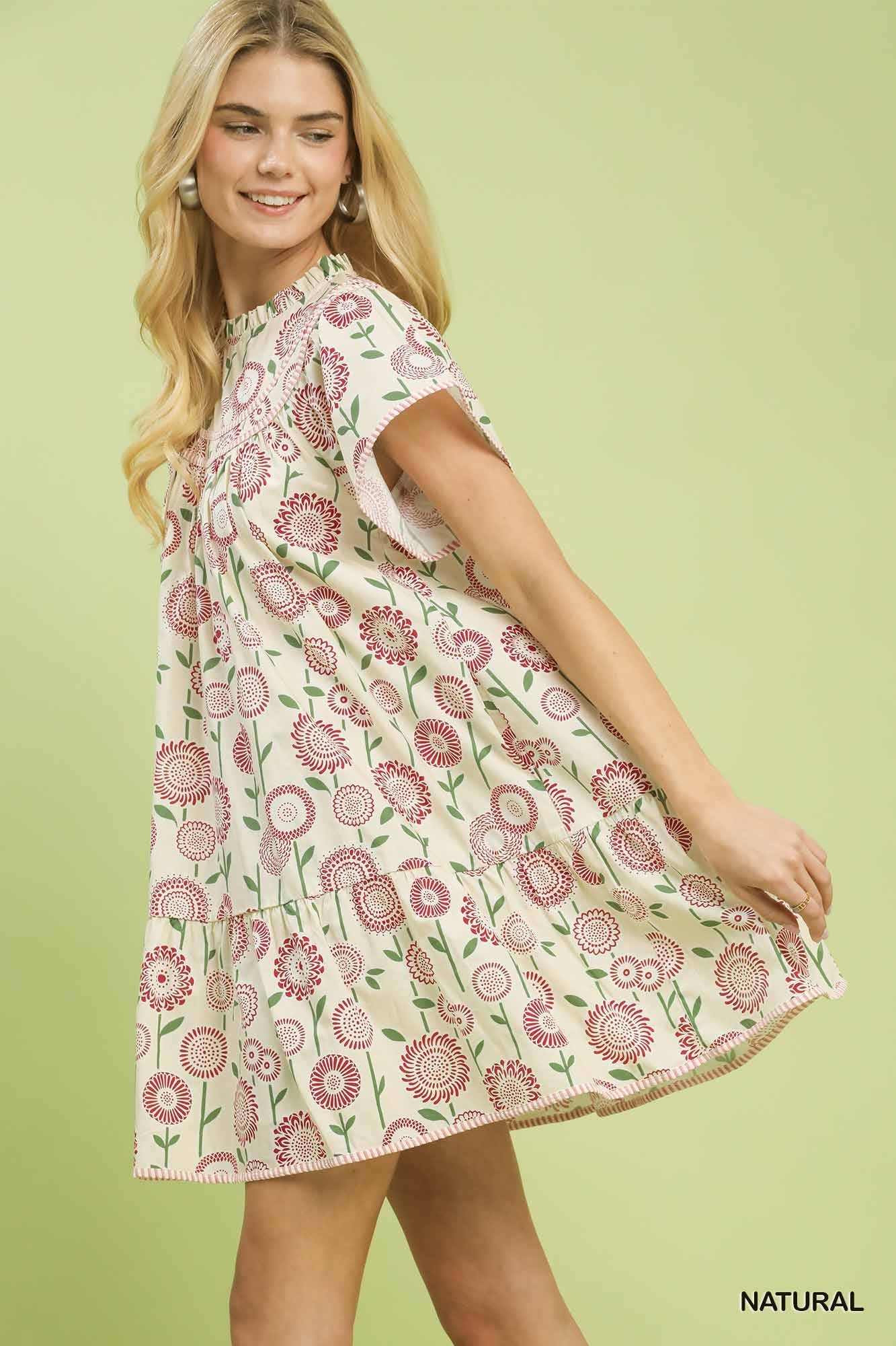 Umgee Floral Print Tiered Babydoll Dress - Trendsi | Lola Mariee