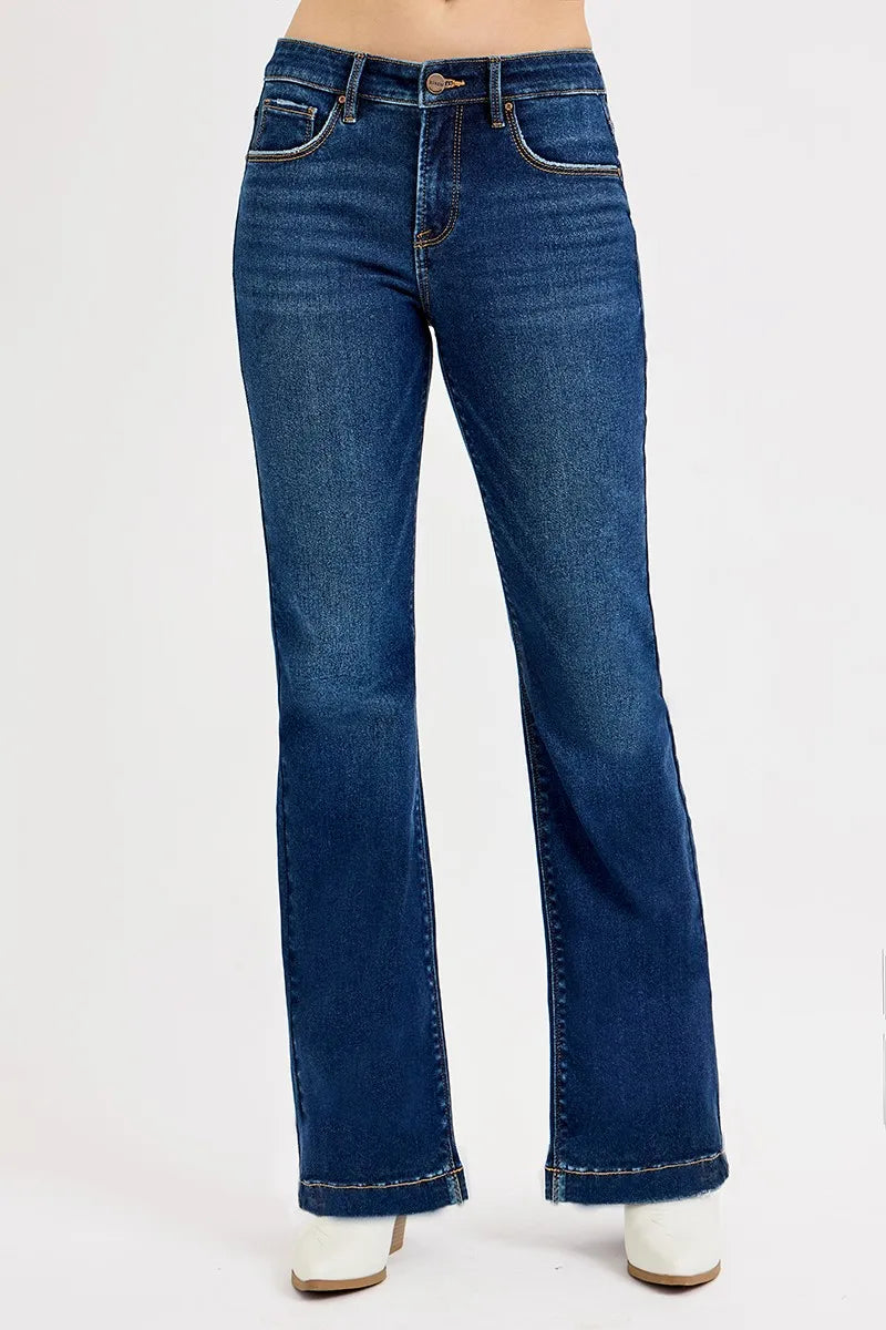 RISEN Full SIze Tummy Control Mid Rise Flare Jeans Plus SIze - women's bottoms at Lola Mariee boutique