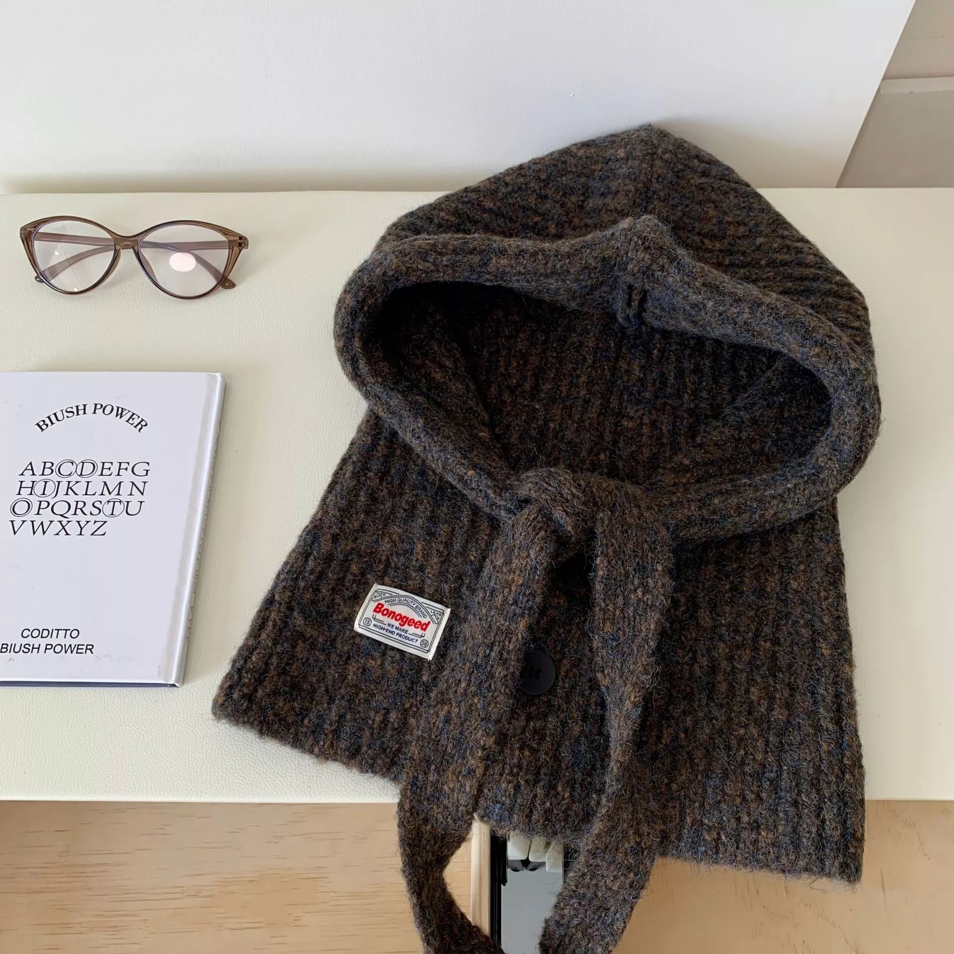 Knitted Winter Scarf Hat – view 5 | Lola Mariee