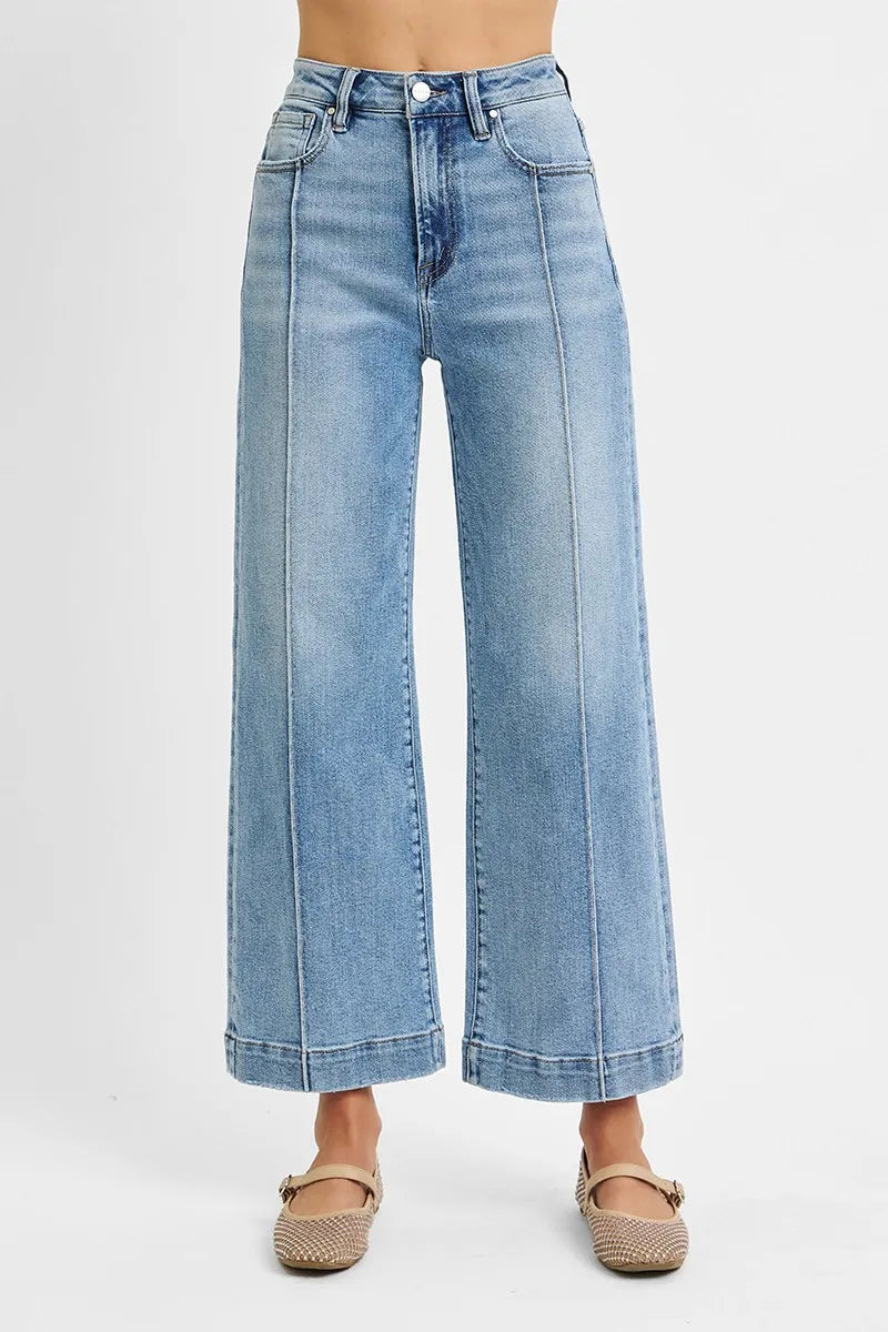 RISEN Full Size High Rise Crop Wide Leg Jeans Plus Size - women's top at Lola Mariee boutique
