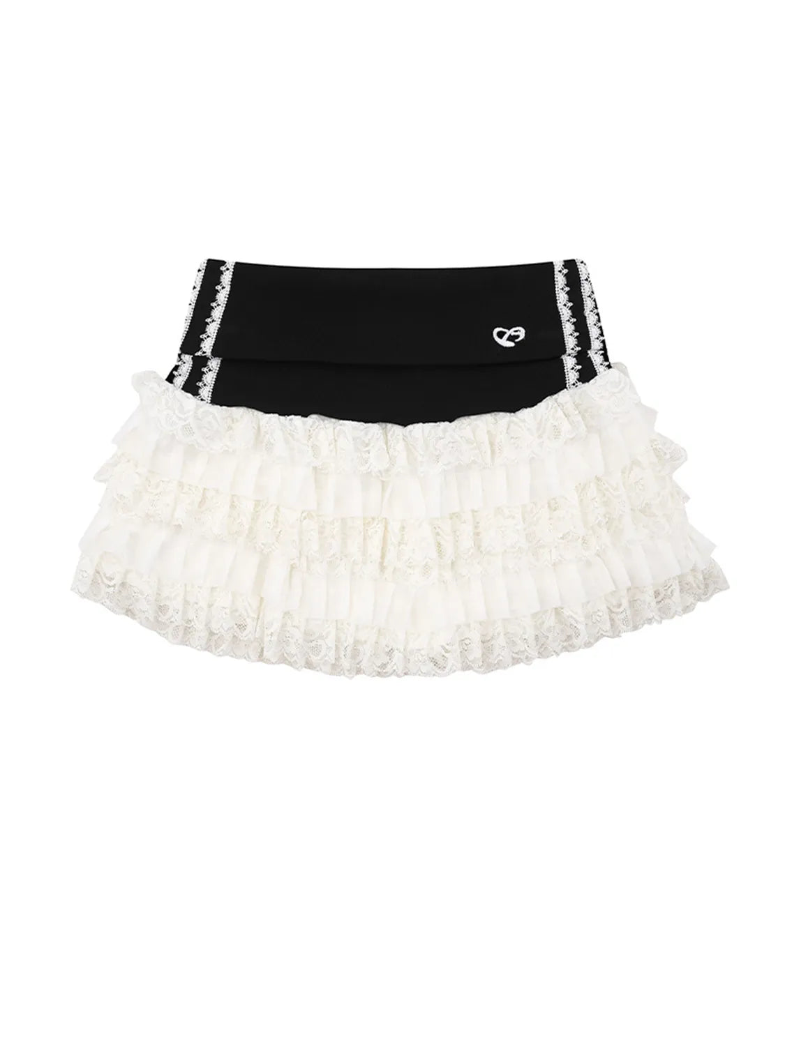 Layered Tulle Mini Skirt with Contrast Waistband – view 7 | Lola Mariee