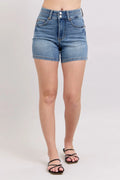 Judy Blue Full Size High Rise Tummy Control Denim Shorts Plus Size - women's bottoms at Lola Mariee boutique