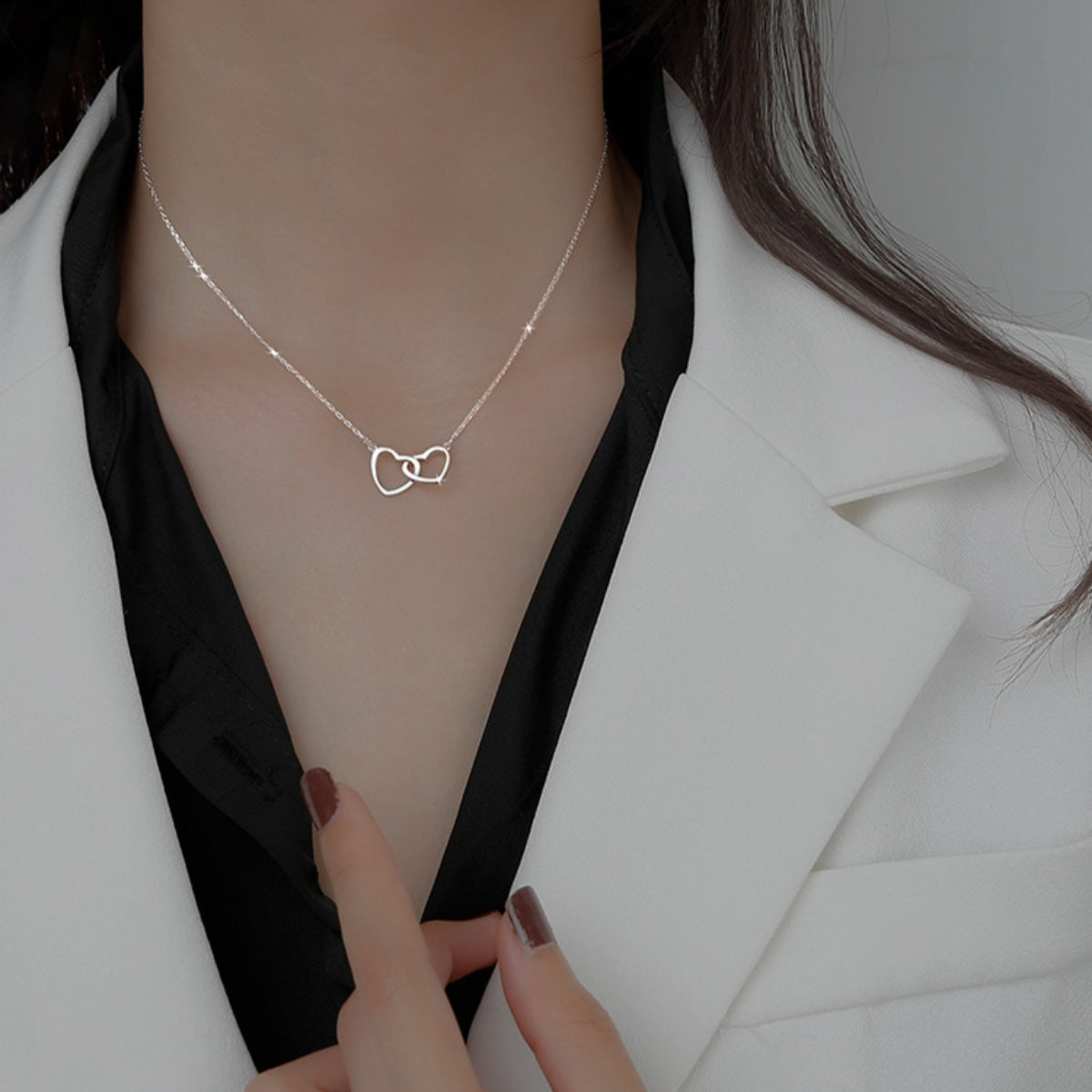 Interlocking Heart Pendant Necklace – view 5 | Lola Mariee