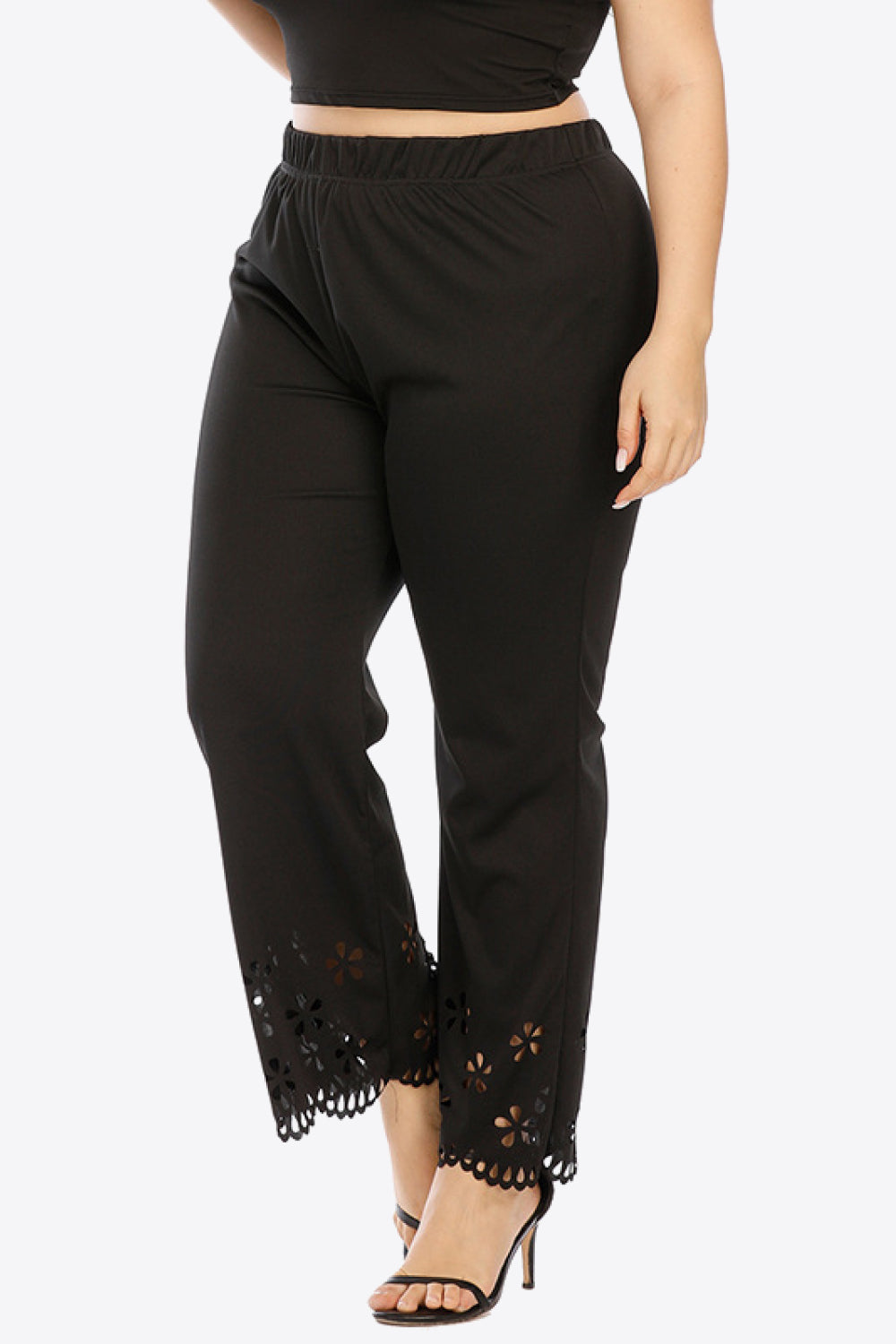 Plus Size Openwork Elastic Waist Pants - Trendsi | Lola Mariee