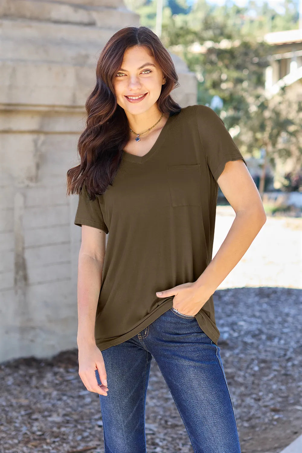Basic Bae Full Size V-Neck Short Sleeve T-Shirt – view 7 | Lola Mariee