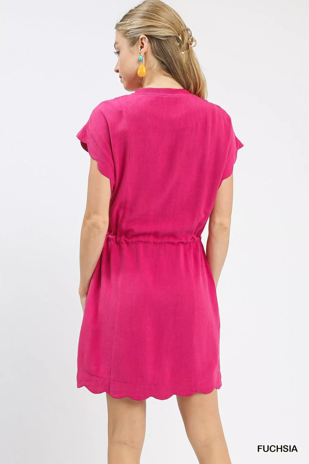 Umgee Linen Blend Scallop Hem Mini Dress - Trendsi | Lola Mariee