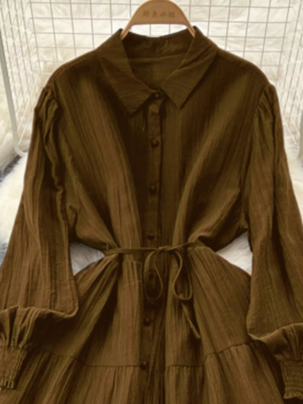 Button Down Tiered Long Sleeve Dress - Trendsi | Lola Mariee
