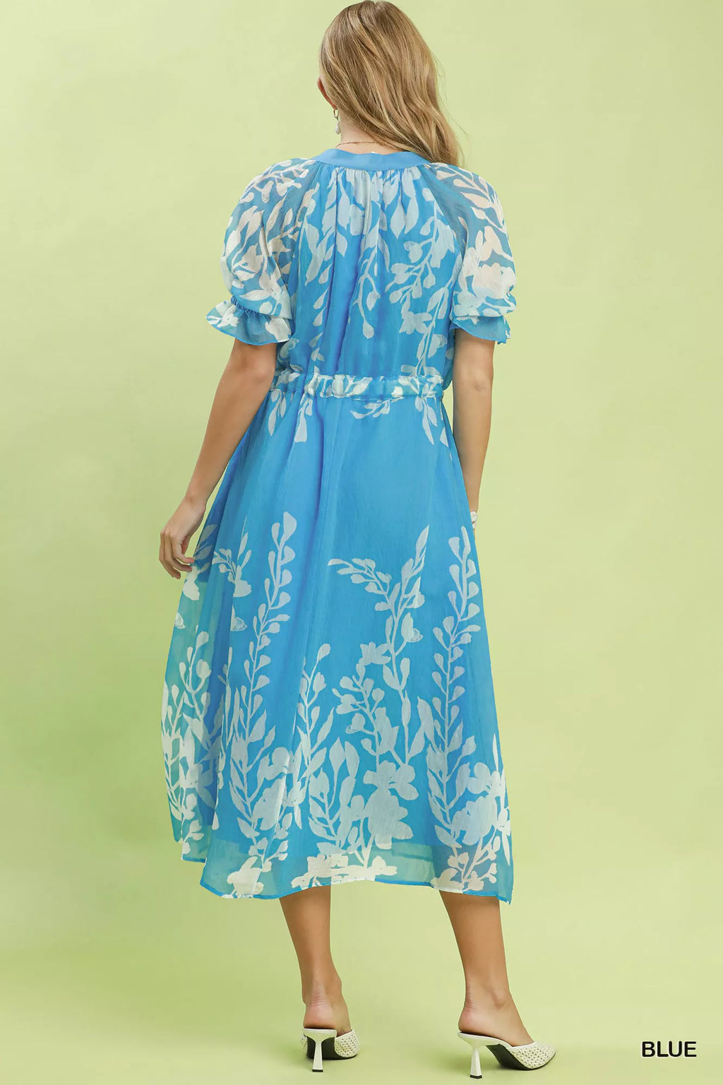 Umgee Floral Print Tie Waist Midi Dress with Side Pockets - Trendsi | Lola Mariee