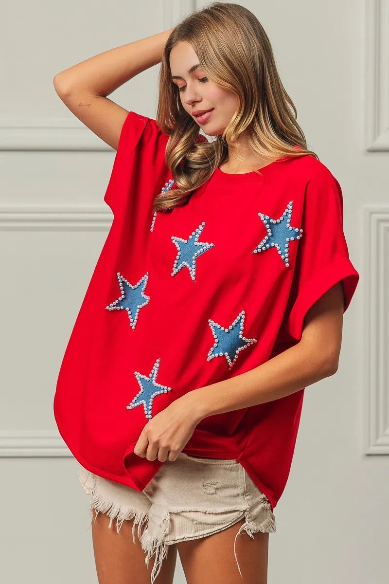 BiBi Fourth Of July Terry T-Shirt - Trendsi | Lola Mariee