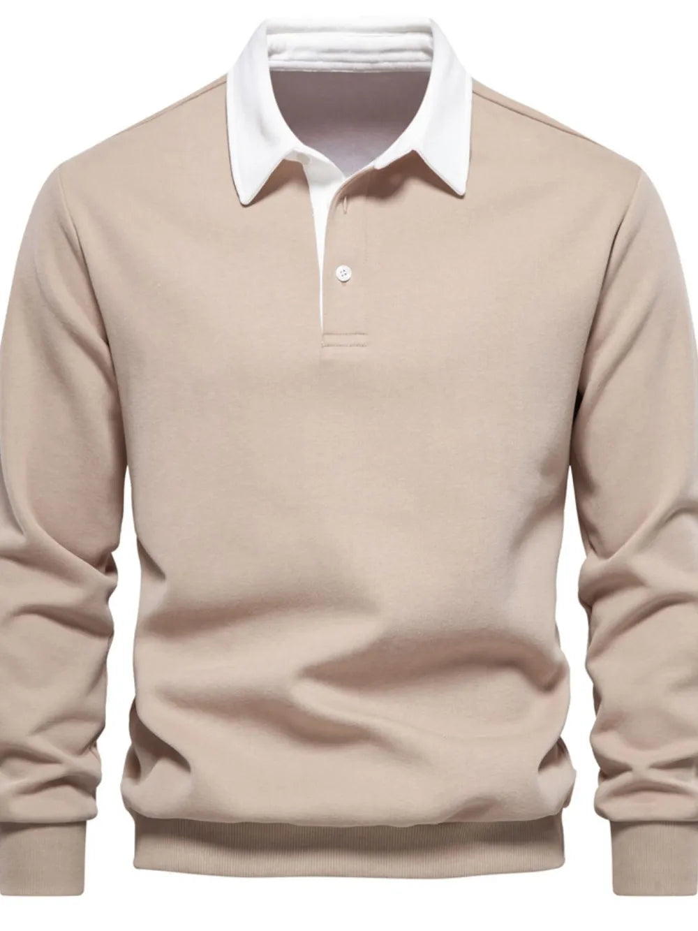 Men's Quarter Button Collared Neck Long Sleeve Polo – view 7 | Lola Mariee