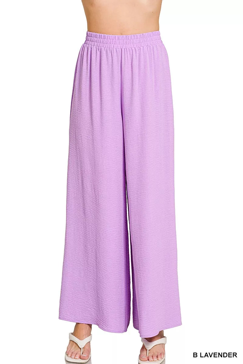 Zenana Woven Airflow Elastic Waistband Pants - women's bottoms at Lola Mariee boutique