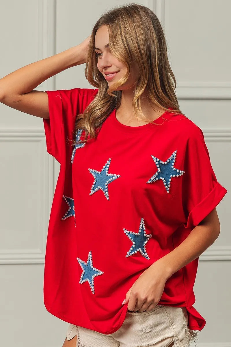 BiBi Fourth Of July Terry T-Shirt - Trendsi | Lola Mariee