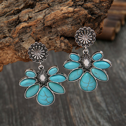 Artificial Turquoise Flower Earrings | Lola Mariee