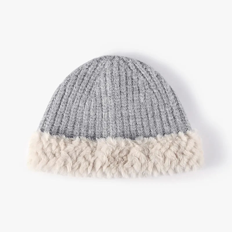 Fuzzy Hem Knit Hat – view 2 | Lola Mariee