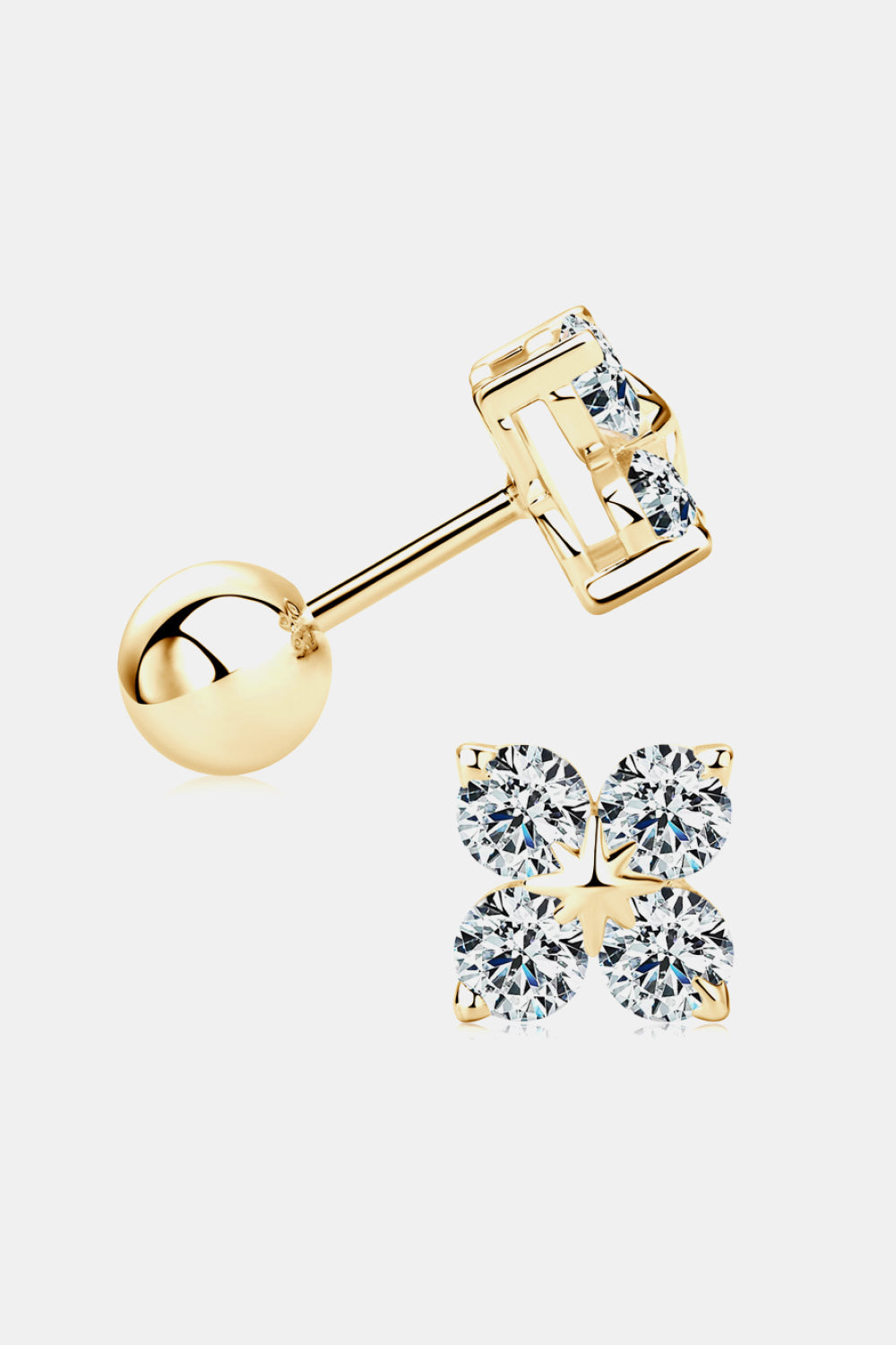 Moissanite 925 Sterling Silver Four-Leaf Clover Shape Earrings – view 4 | Lola Mariee