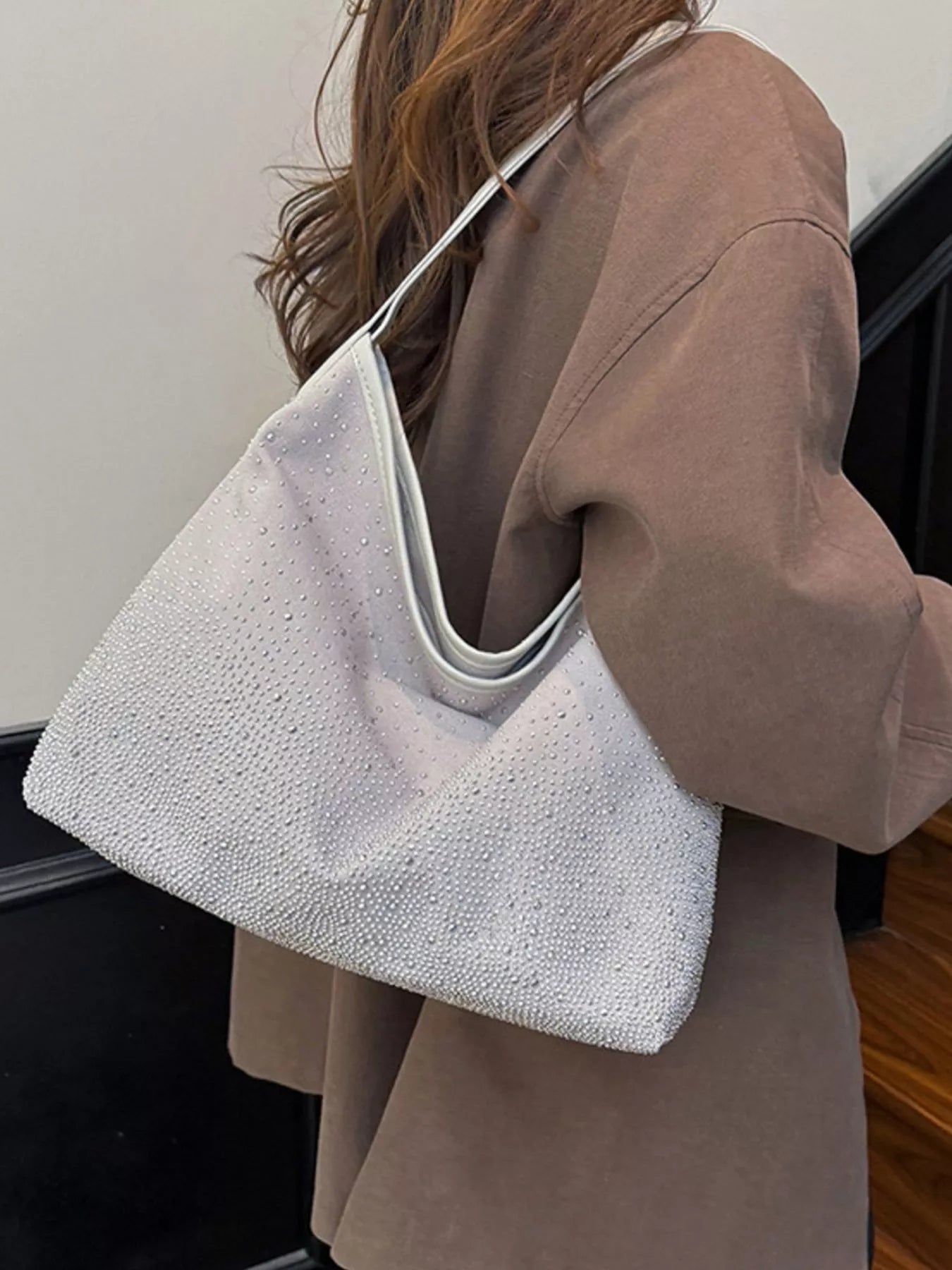 Sparkling Rhinestone Hobo Shoulder Bag – view 6 | Lola Mariee