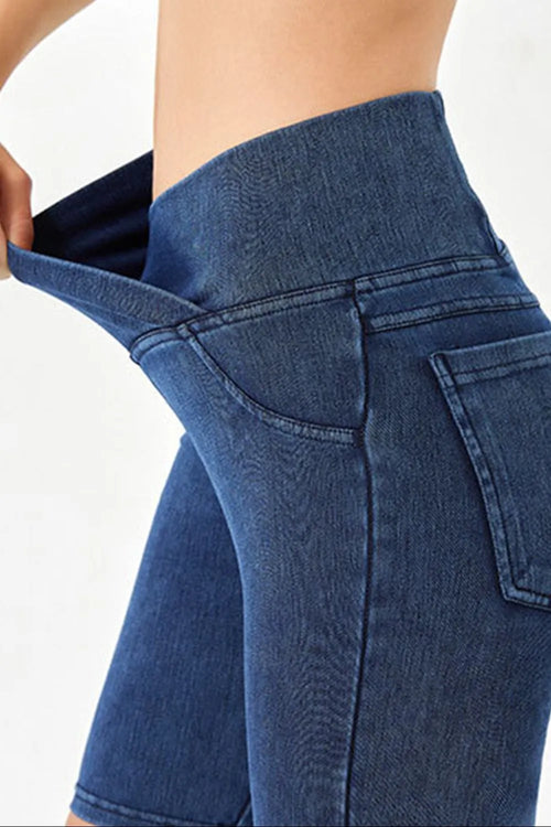 Basic Bae Asymmetrical Waist Denim Shorts with Pockets – view 2 | Lola Mariee