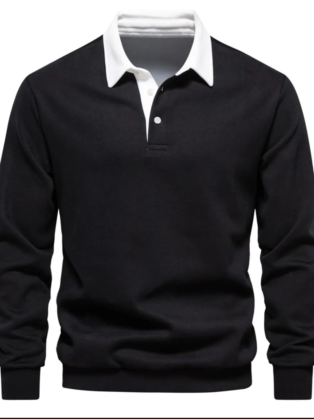 Men's Quarter Button Collared Neck Long Sleeve Polo – view 5 | Lola Mariee