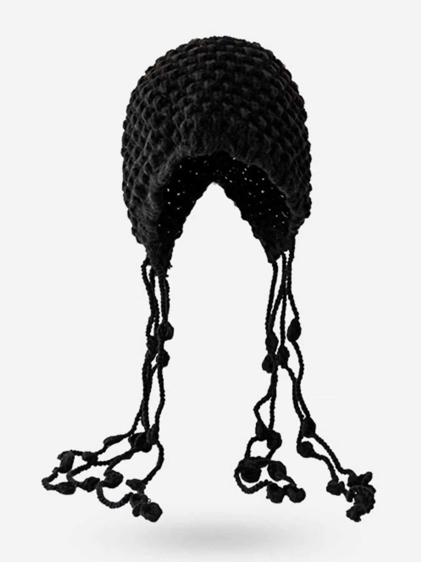 Fringe Knitted Beanie Hat – view 3 | Lola Mariee