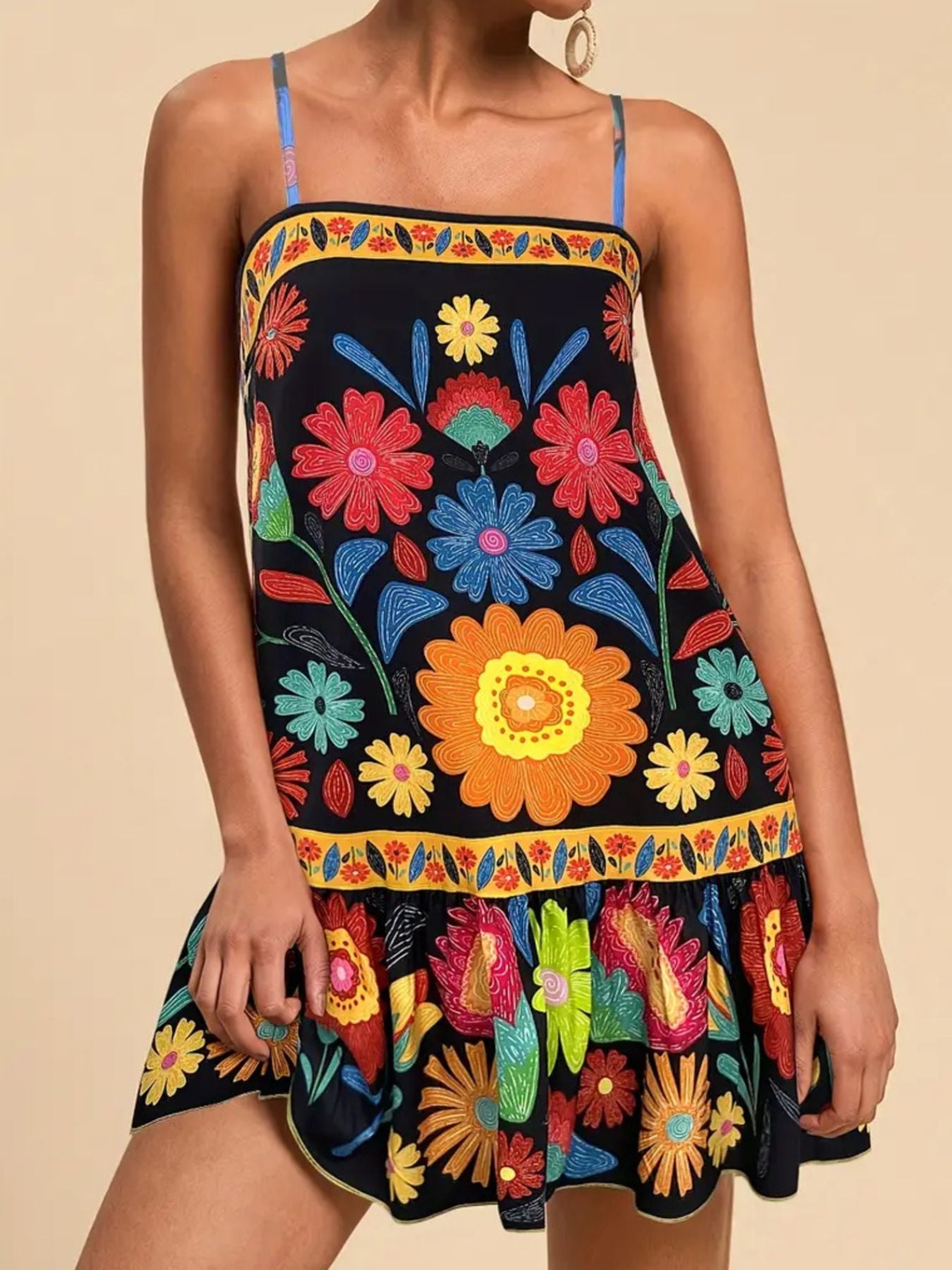 Floral Print Sleeveless Mini Dress – view 6 | Lola Mariee