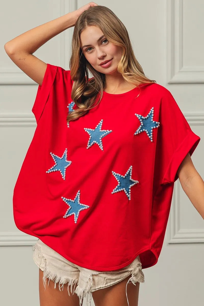 BiBi Fourth Of July Terry T-Shirt - Trendsi | Lola Mariee