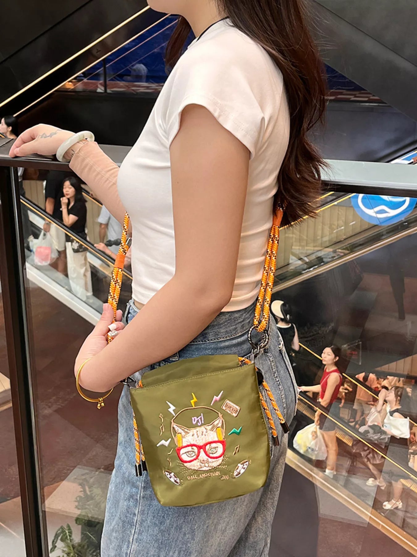 Embroidered Crossbody Bag with Rope Strap – view 8 | Lola Mariee