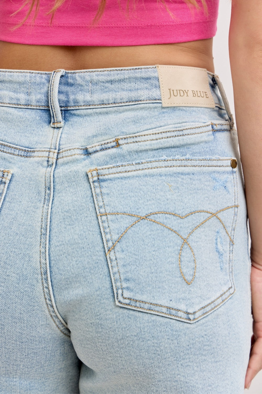 Judy Blue High-Waisted Rigid Magic Dad Short Wwith Cell Phone Back Pockets - Trendsi | Lola Mariee