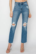 RISEN High Rise Distressed Ankle Jeans - women's bottoms at Lola Mariee boutique
