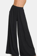 Zenana Pleated Linen Blend Wide Leg Pants - women's bottoms at Lola Mariee boutique