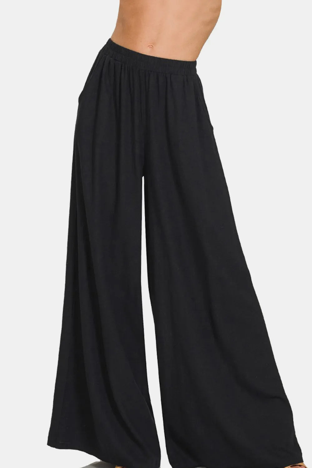 Zenana Pleated Linen Blend Wide Leg Pants - women's bottoms at Lola Mariee boutique