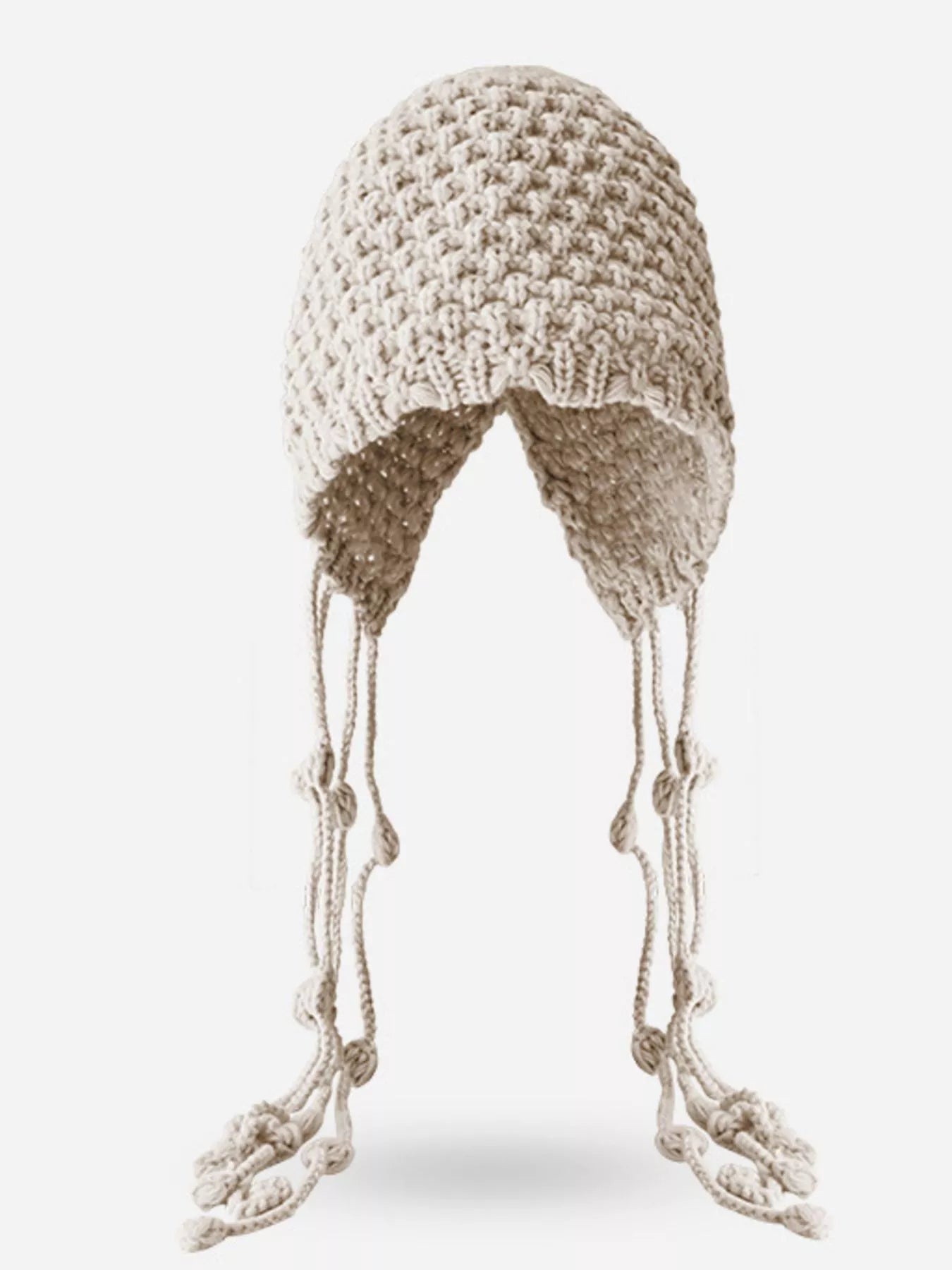 Fringe Knitted Beanie Hat – view 6 | Lola Mariee