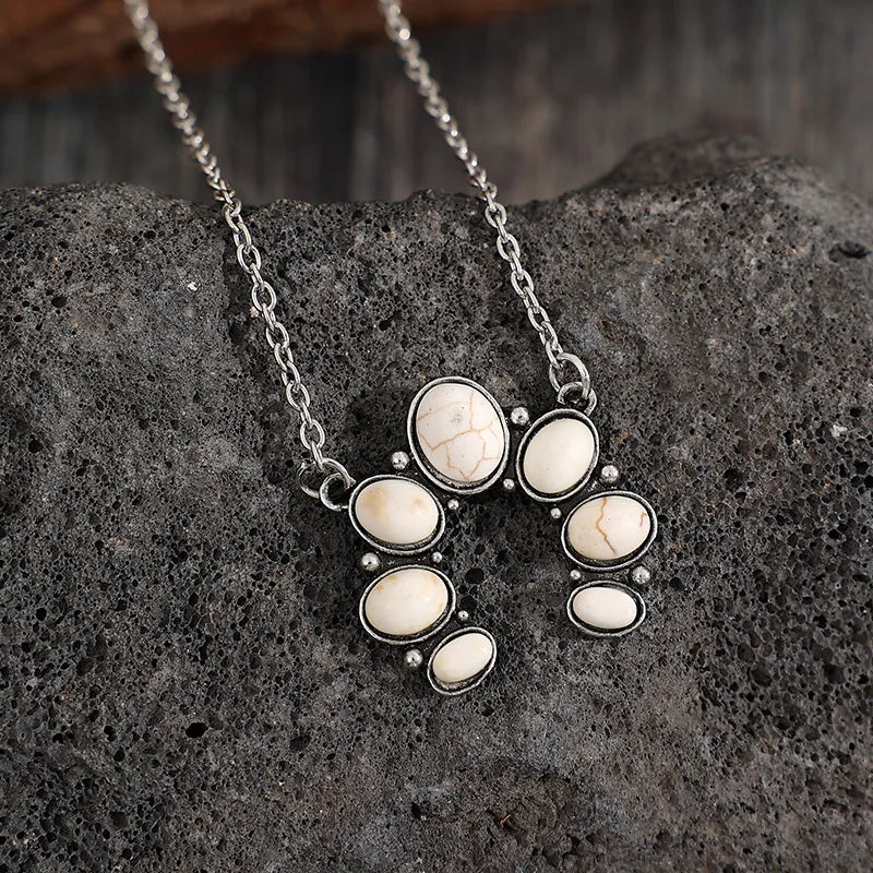 Artificial Turquoise Alloy Pendant Necklace – view 7 | Lola Mariee