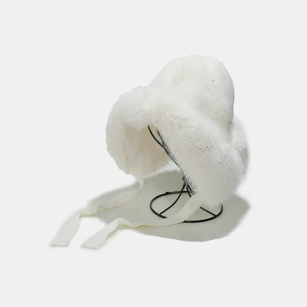 Thermal Tied Fuzzy Winter Hat – view 3 | Lola Mariee