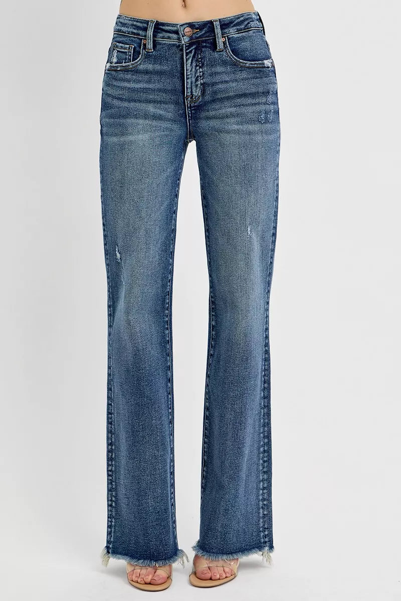 RISEN Full Size Tummy Control High Rise Long Straight Jeans Plus Size - women's bottoms at Lola Mariee boutique
