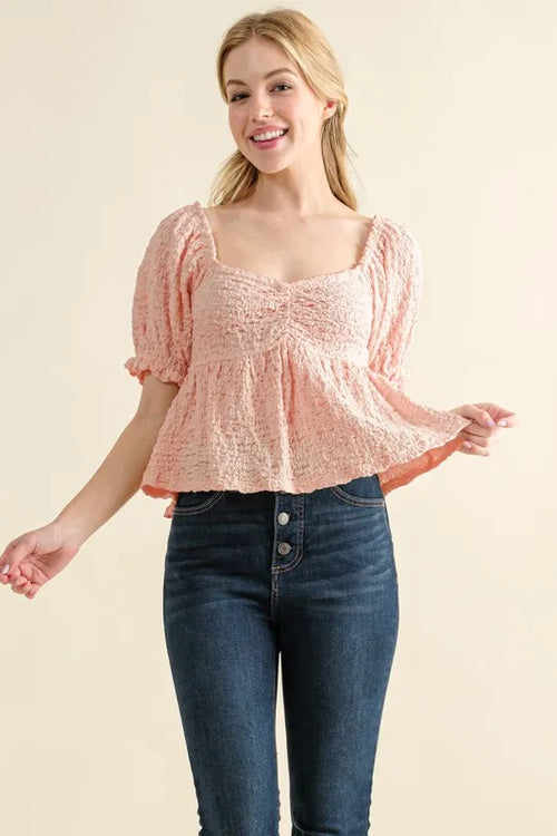 And The Why Lovely Textured and Smocked Top | Lola Mariee