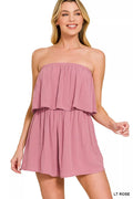 Zenana Woven Crinkle Strapless Rompers - women's fashion at Lola Mariee boutique