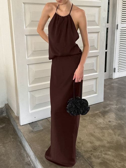 Backless Halter Neck Maxi Dress | Lola Mariee