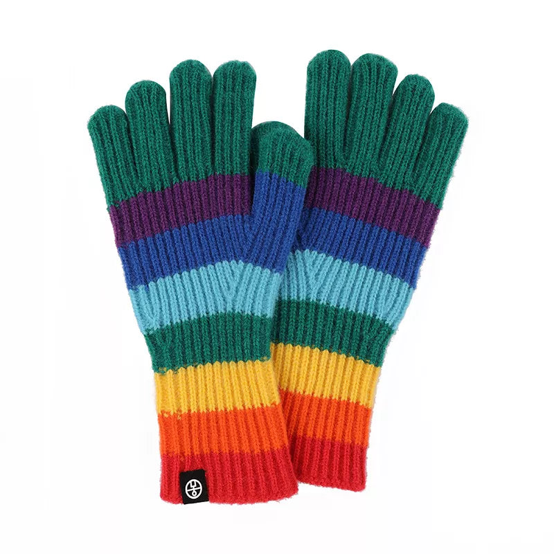 Rainbow Striped Knitted Gloves – view 4 | Lola Mariee