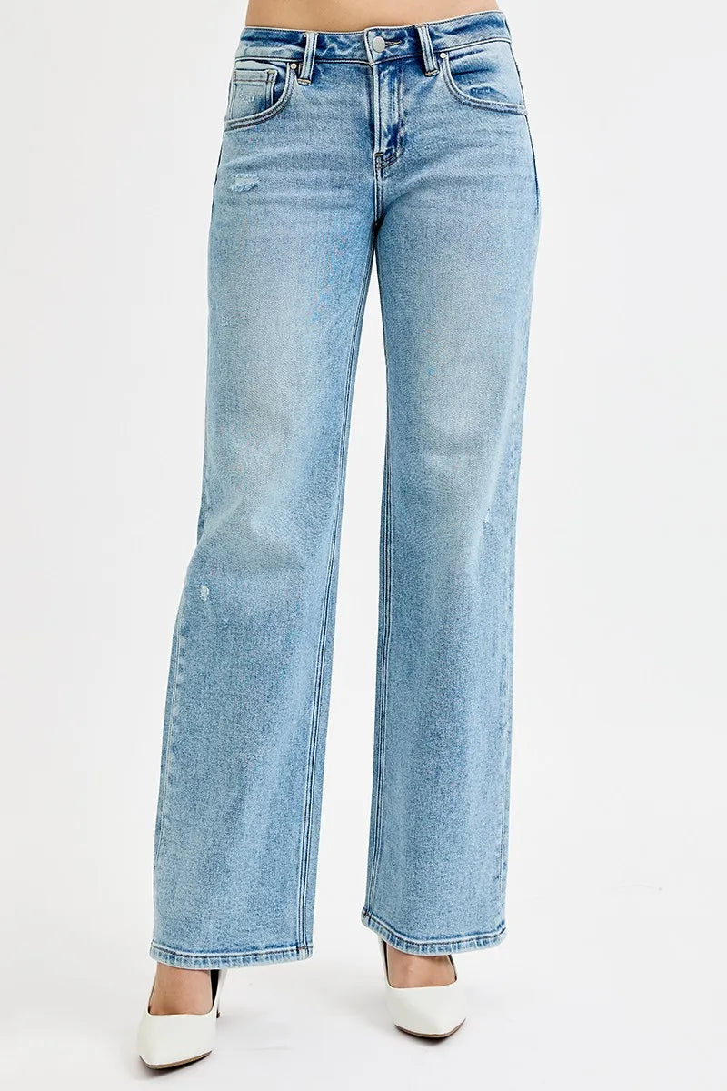 RISEN Full Size Low Rise Ankle Boyfriend Distressed Jeans Plus Size - women's bottoms at Lola Mariee boutique