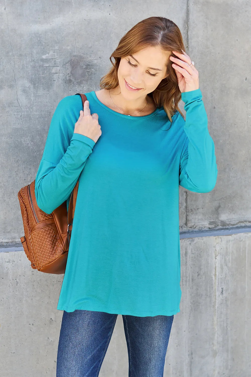 Basic Bae Full Size Round Neck Dropped Shoulder T-Shirt – view 9 | Lola Mariee