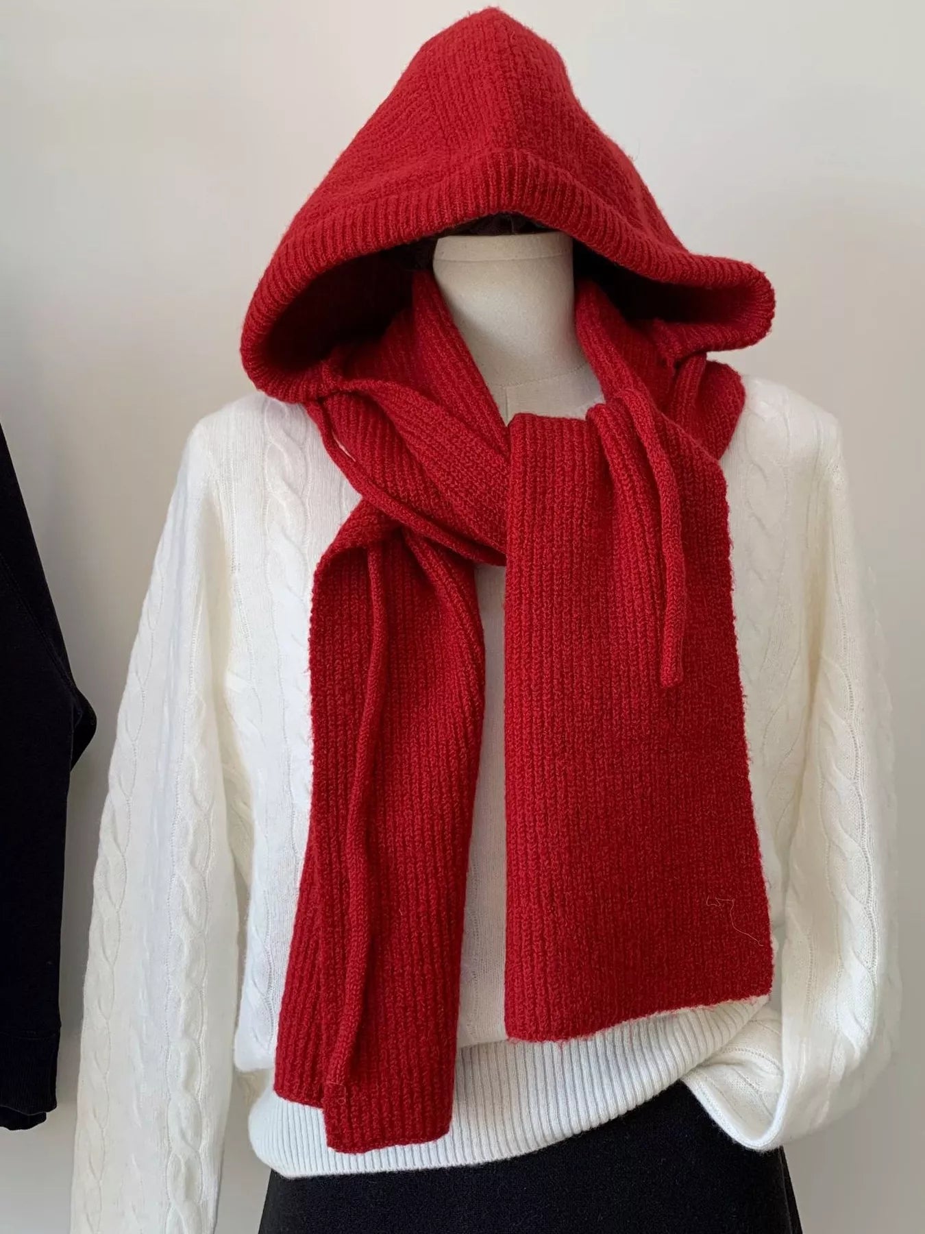 Knitted Solid Color Scarf Hat – view 7 | Lola Mariee