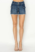 RISEN Raw Hem Denim Shorts with Pockets - women's bottoms at Lola Mariee boutique