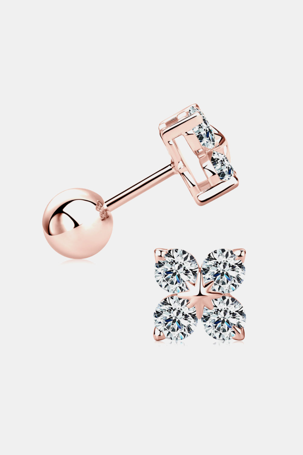 Moissanite 925 Sterling Silver Four-Leaf Clover Shape Earrings – view 7 | Lola Mariee