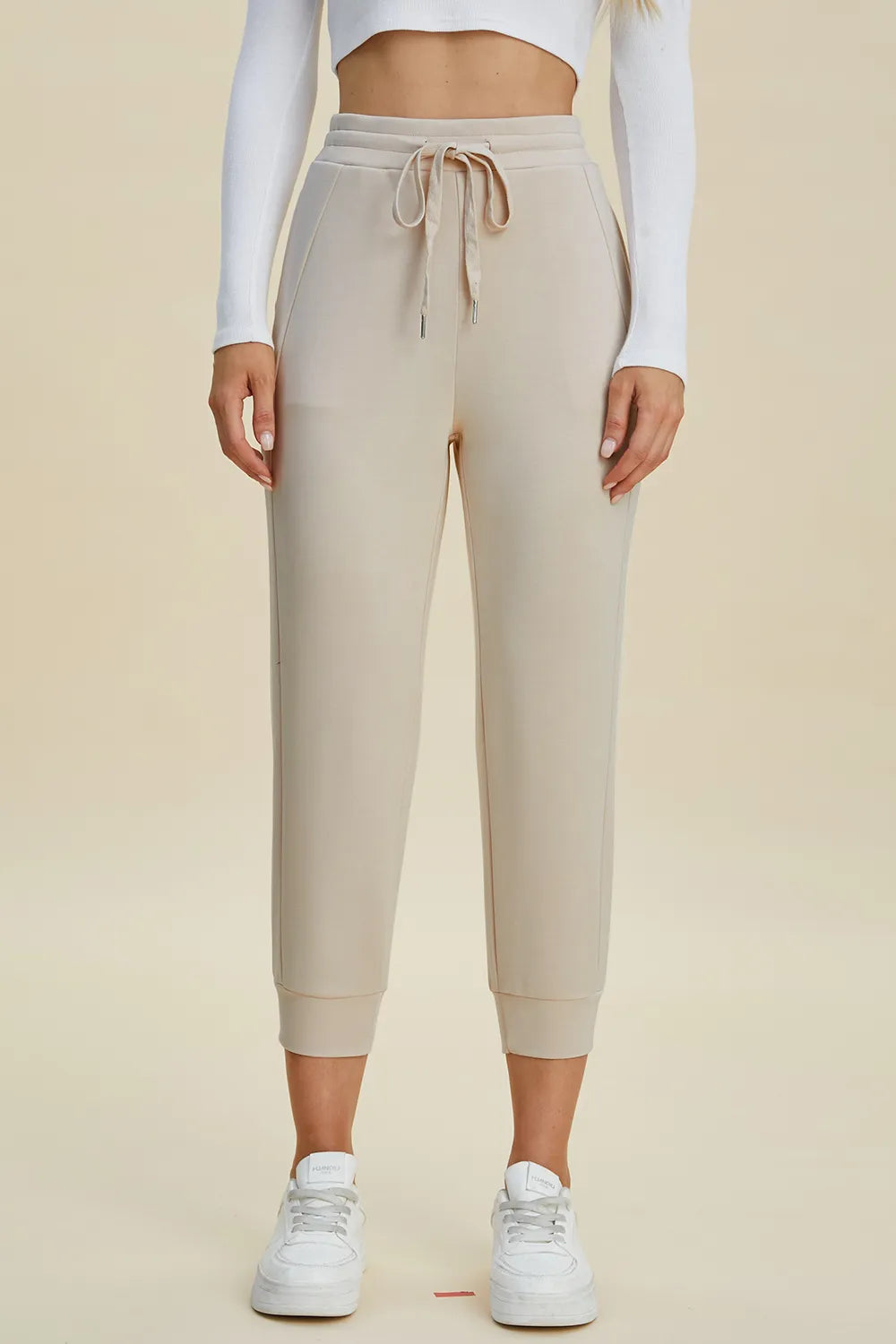 Basic Bae Full Size Air Scuba Drawstring High Waist Cropped Pants – view 4 | Lola Mariee