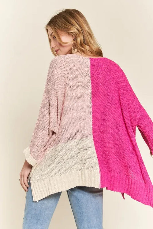 ADORA Side Slit Color Block Long Sleeve Sweater – view 2 | Lola Mariee