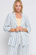 Love Tree Linen Woven Striped Blazer - women's jacket at Lola Mariee boutique