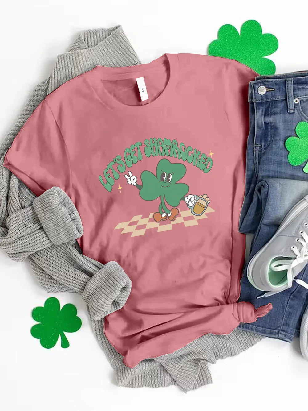 LET'S GET SHAMROCKED Round Neck T-Shirt – view 7 | Lola Mariee