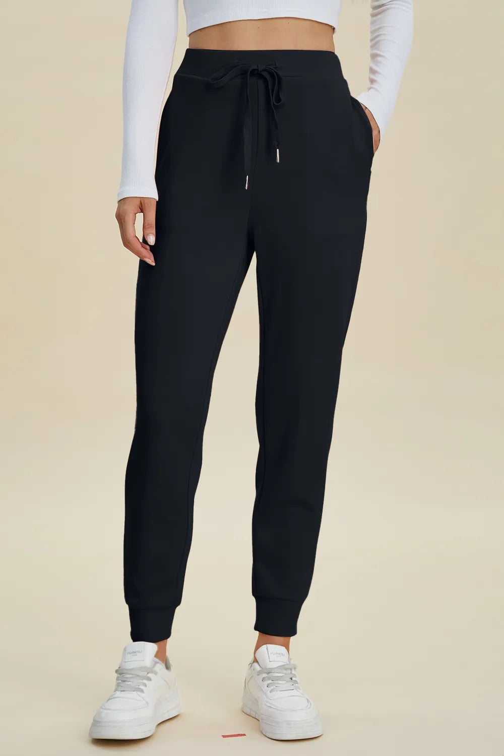 Basic Bae Full Size Air Scuba Drawstring High Waist Joggers – view 4 | Lola Mariee