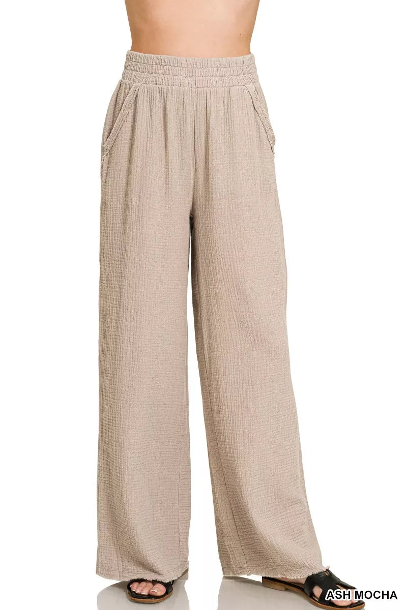 Zenana Double Gauze Lounge Pants - women's bottoms at Lola Mariee boutique