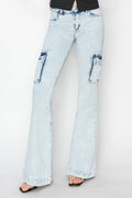 RISEN Full Size High Rise Cargo Flare Jeans - women's bottoms at Lola Mariee boutique